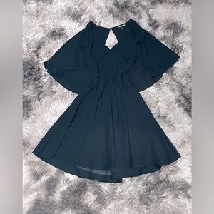 Black Mini Flowy Dress with Cape